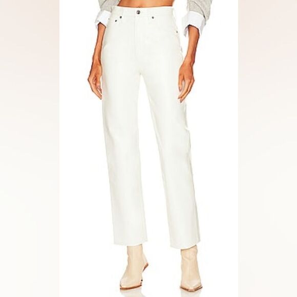 Agolde Recycled Leather 90's Pinch Waist Pants In Powder Size 30 NWT - Picture 6 of 15